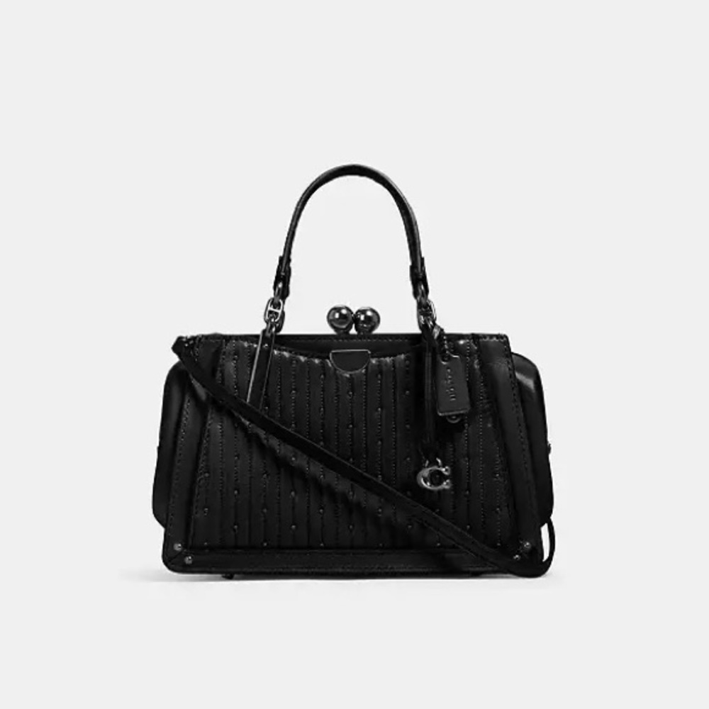 black coach kisslock dreamer 22 with quilting and rivets